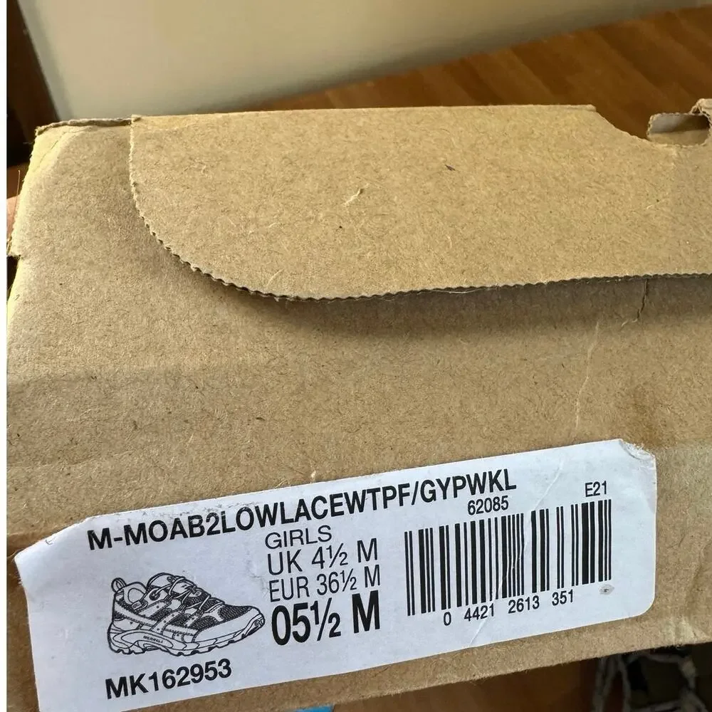 Merrell Kids' Moab 2 Low Lace Waterproof Hiking Shoes (Size US 5.5Y)
